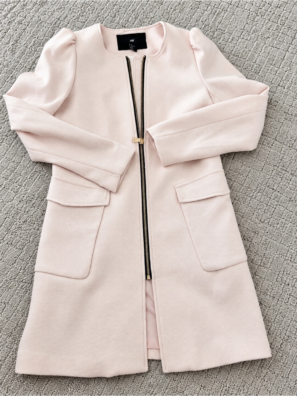 H&M Pale Pink Zip-Front Women's Coat